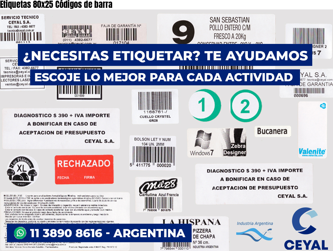 Etiquetas 80x25 Códigos de barra