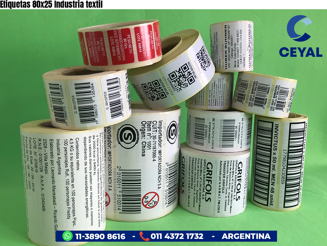 Etiquetas 80x25 Industria textil