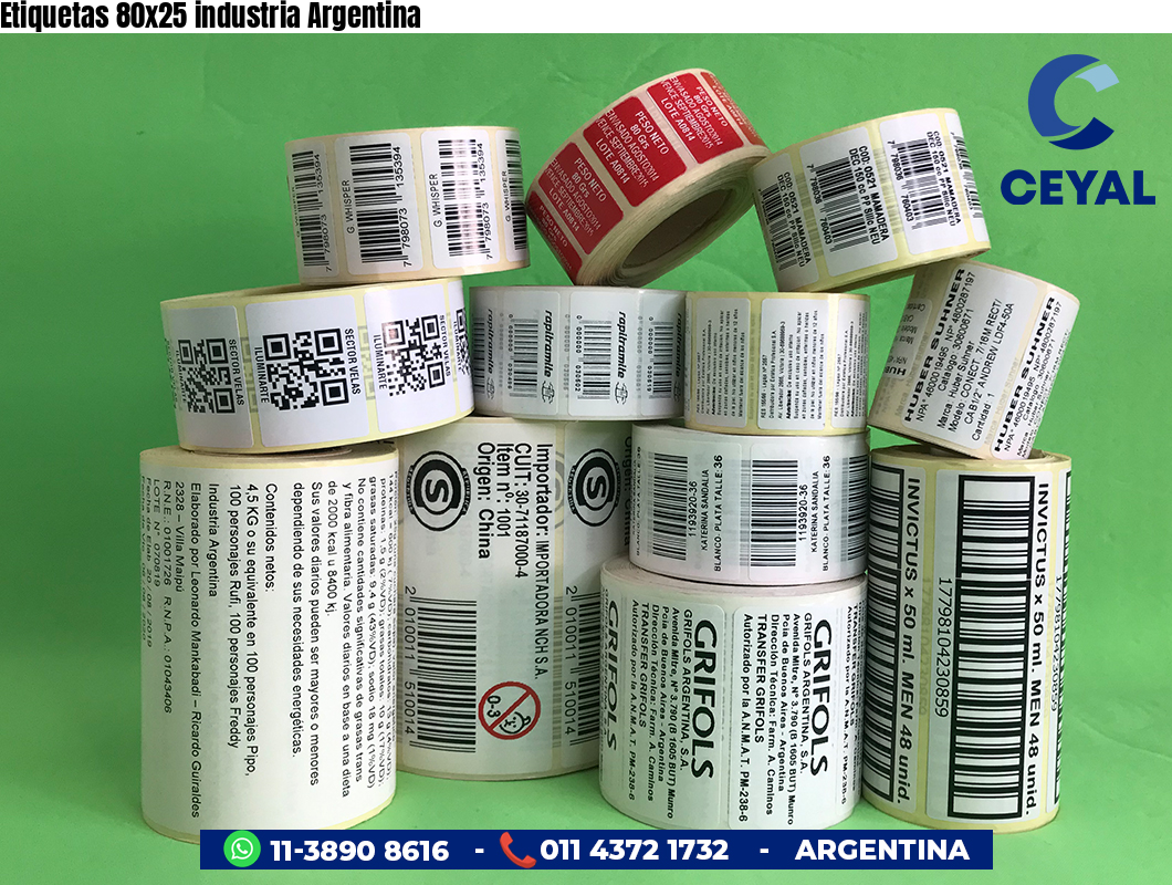 Etiquetas 80x25 industria Argentina