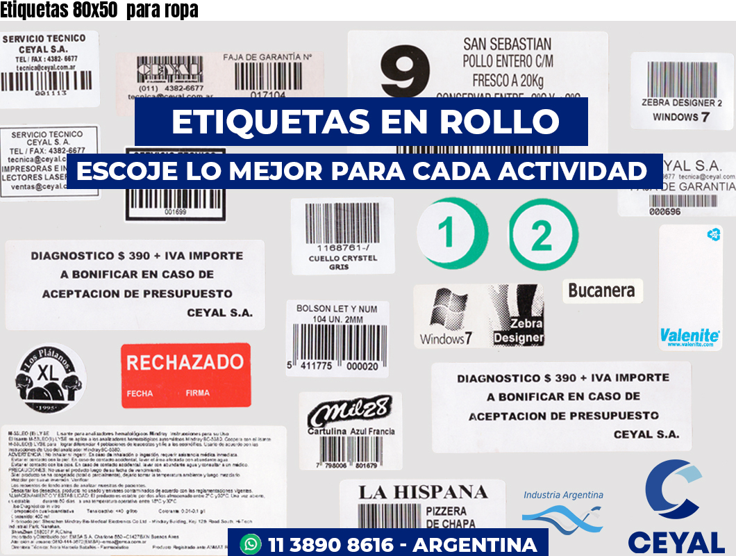 Etiquetas 80x50  para ropa