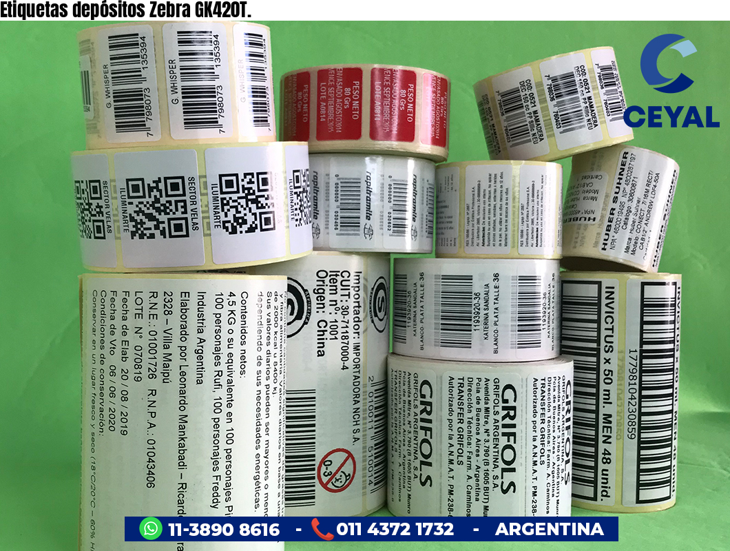 Etiquetas depósitos Zebra GK420T.