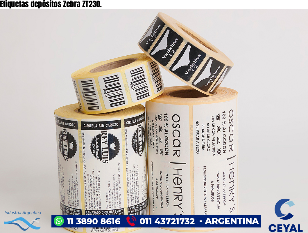 Etiquetas depósitos Zebra ZT230.