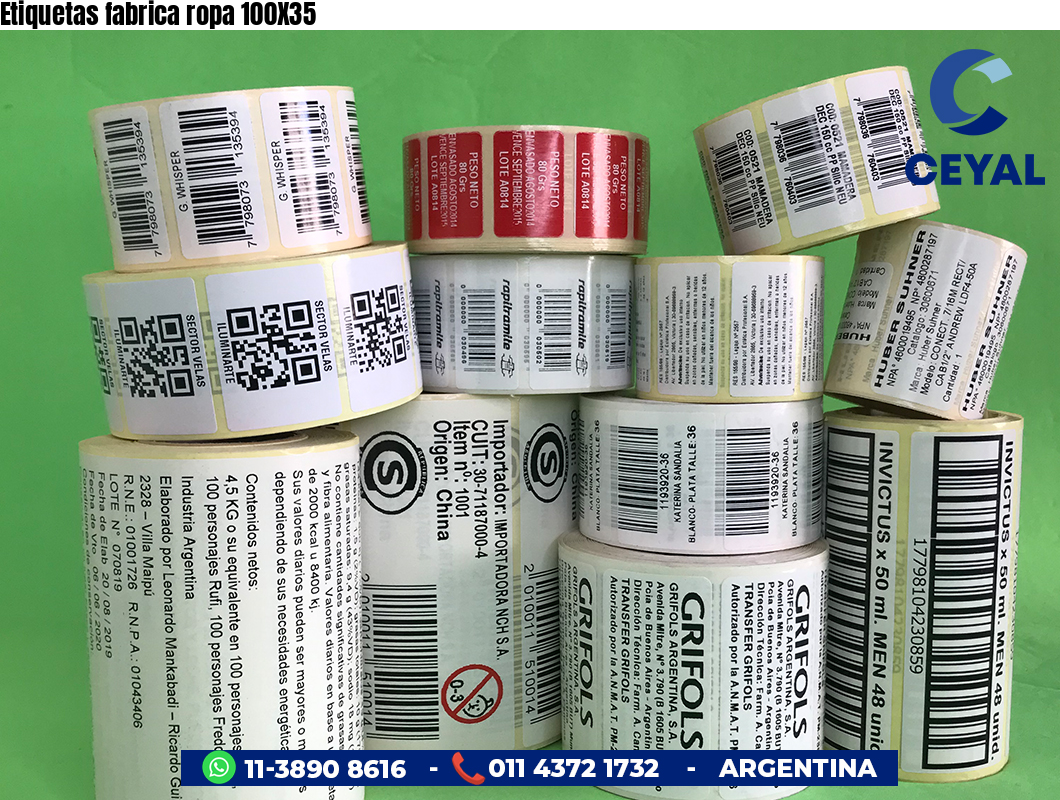 Etiquetas fabrica ropa 100X35