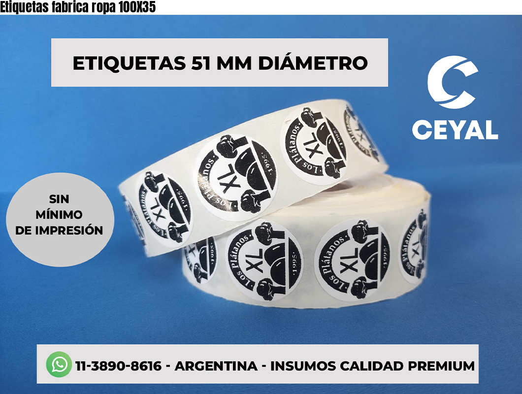 Etiquetas fabrica ropa 100X35