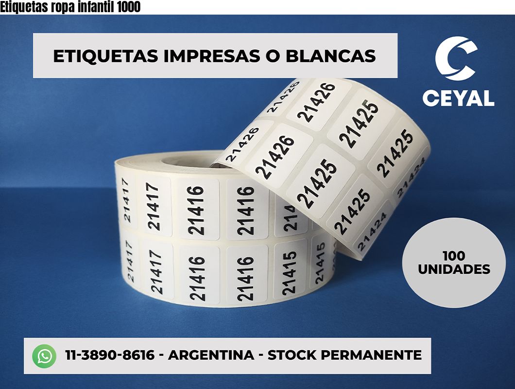 Etiquetas ropa infantil 1000