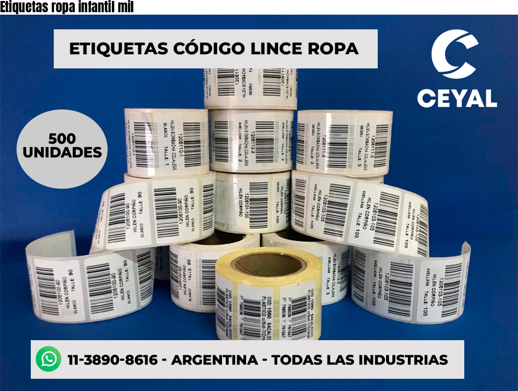 Etiquetas ropa infantil mil