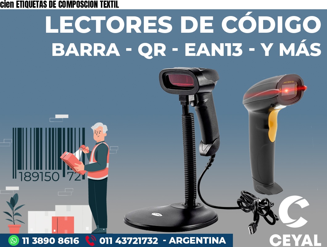 cien ETIQUETAS DE COMPOSCION TEXTIL