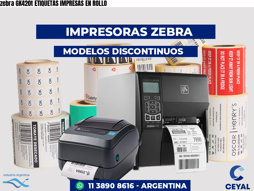 zebra GK420t ETIQUETAS IMPRESAS EN ROLLO