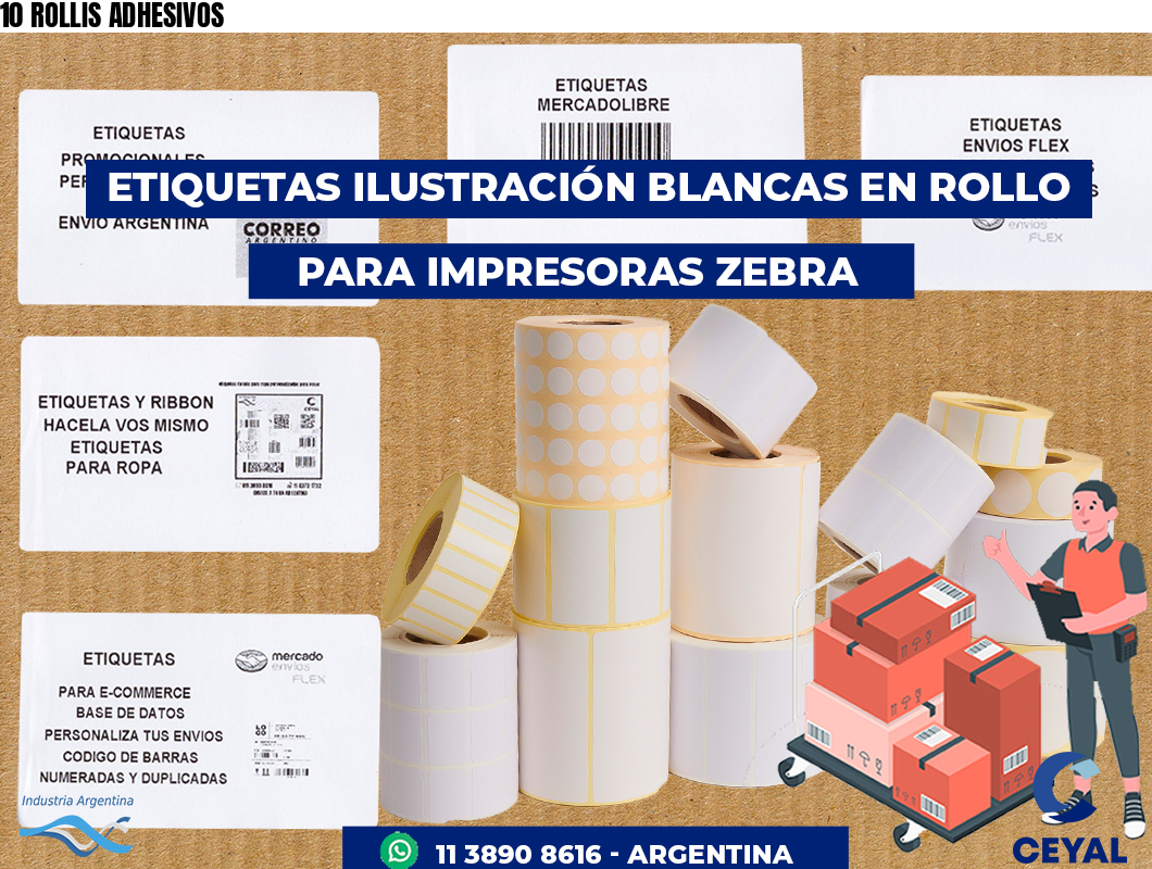 10 ROLLIS ADHESIVOS