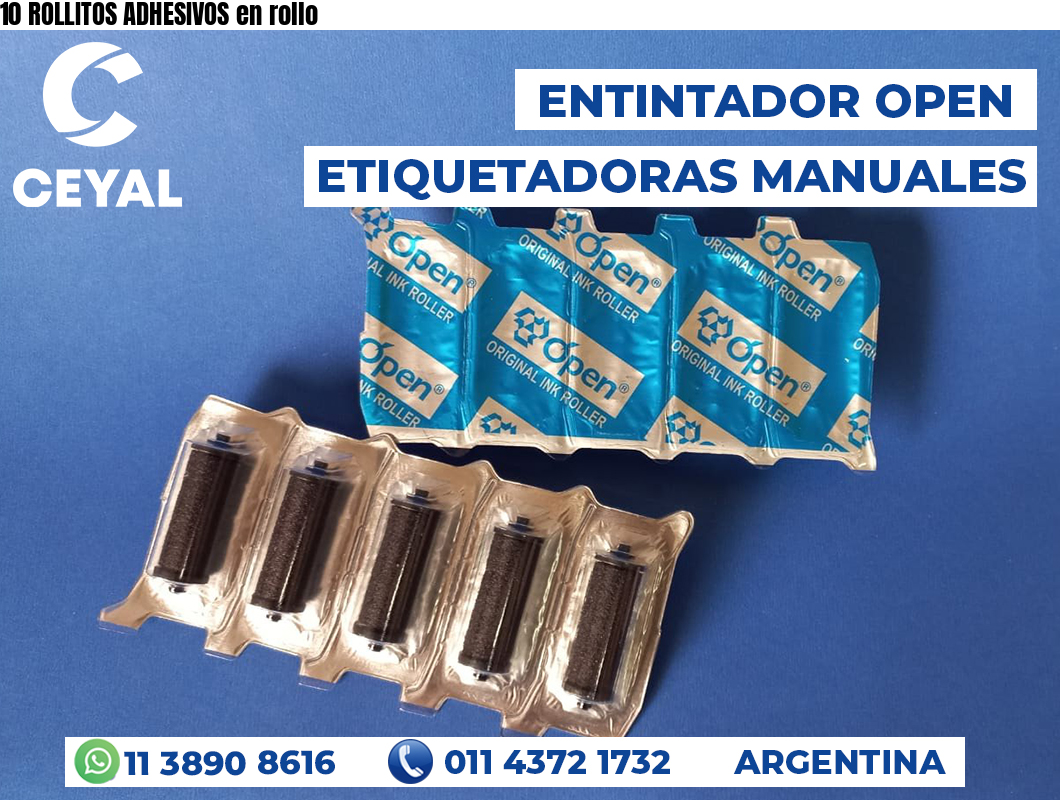 10 ROLLITOS ADHESIVOS en rollo
