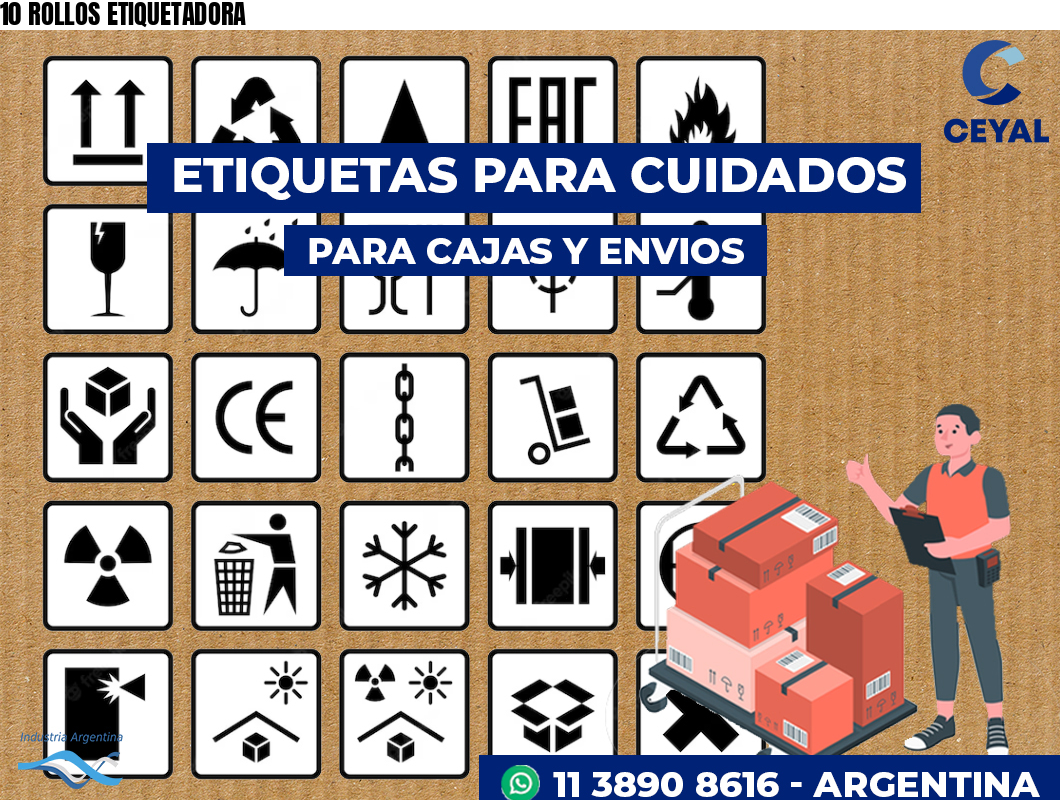 10 ROLLOS ETIQUETADORA