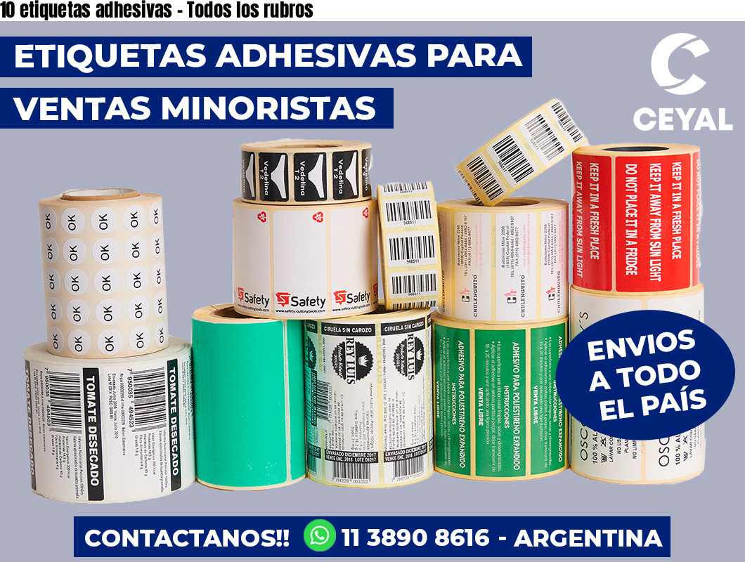 10 etiquetas adhesivas - Todos los rubros