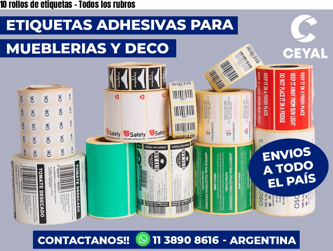 10 rollos de etiquetas - Todos los rubros