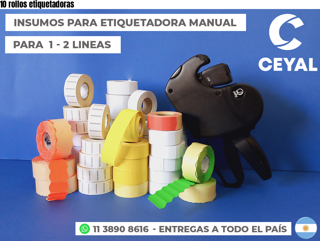 10 rollos etiquetadoras