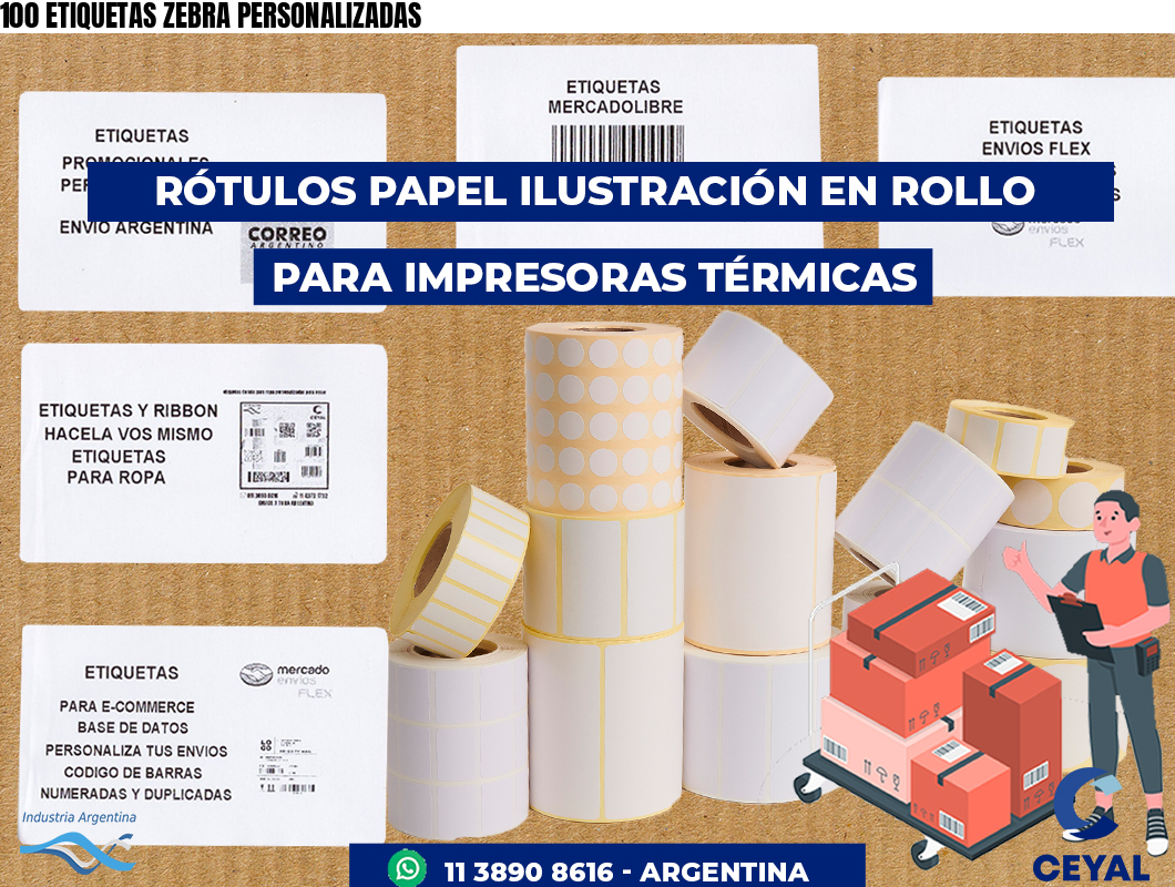 100 ETIQUETAS ZEBRA PERSONALIZADAS