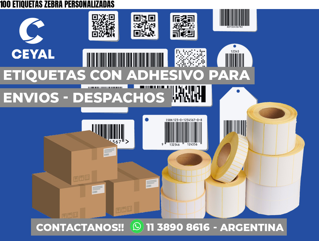 100 ETIQUETAS ZEBRA PERSONALIZADAS