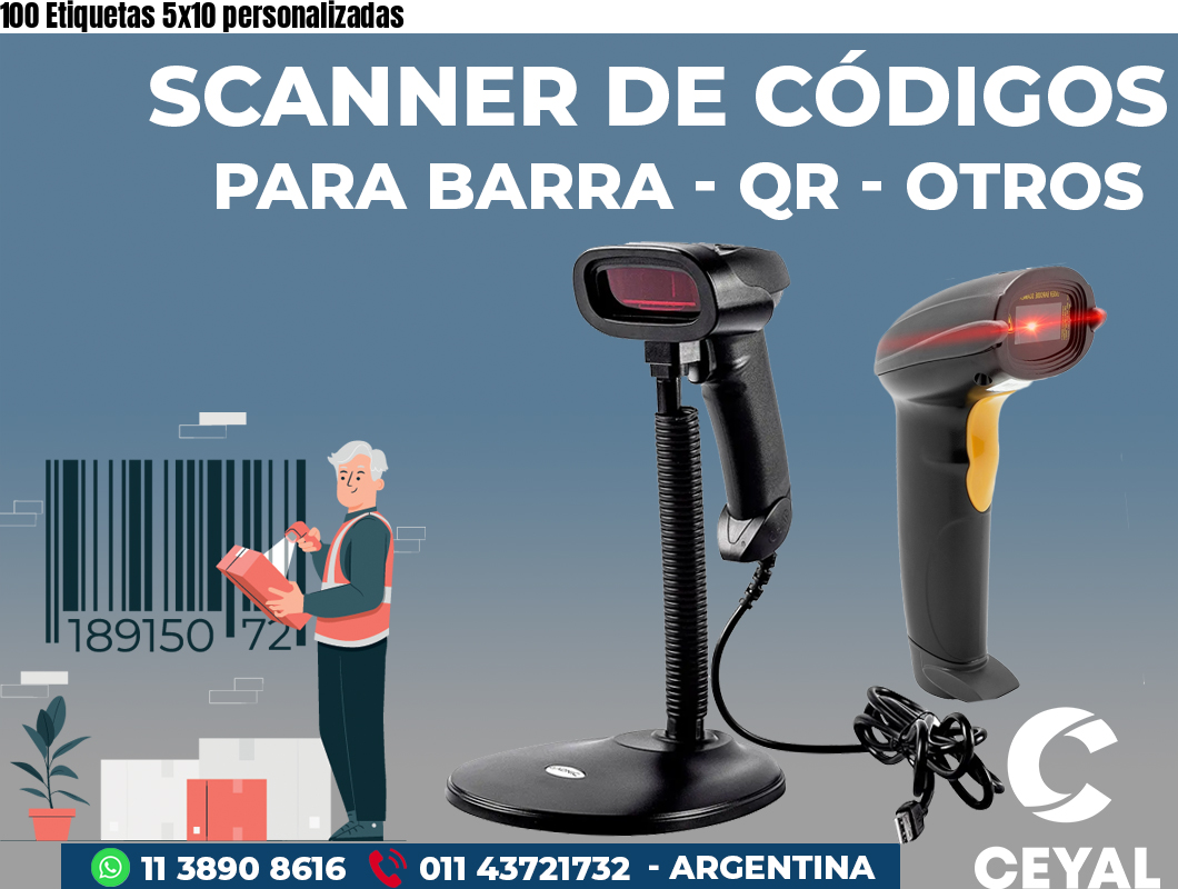 100 Etiquetas 5x10 personalizadas