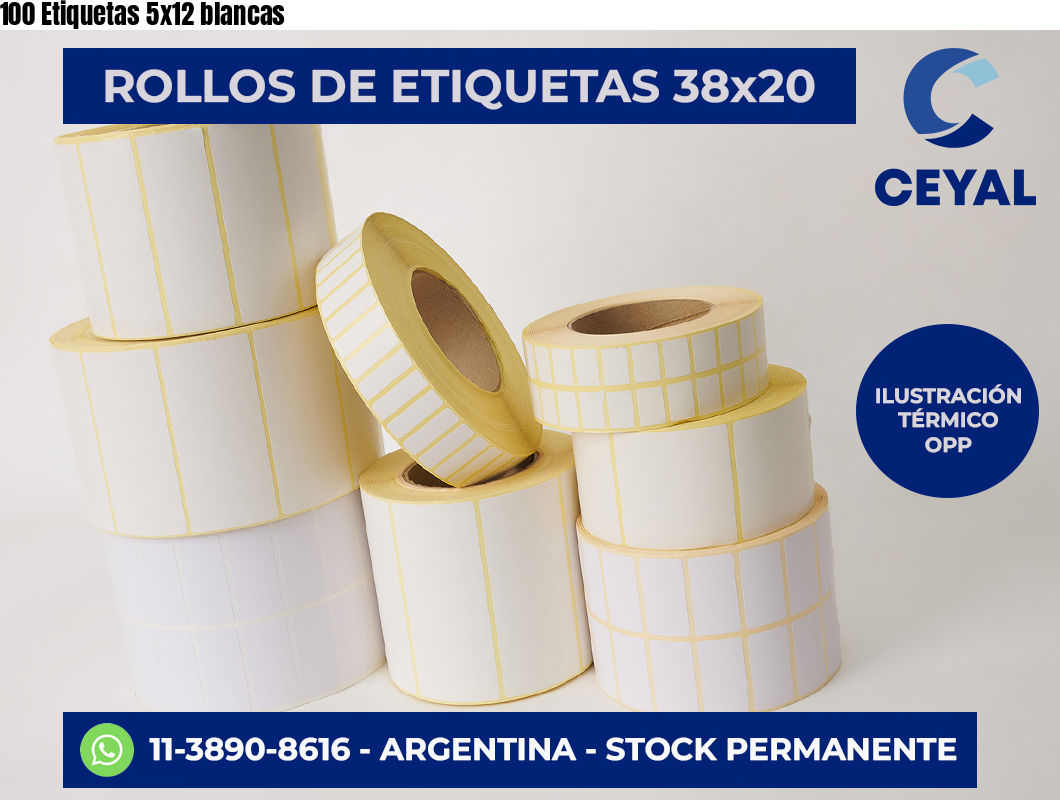 100 Etiquetas 5×12 blancas