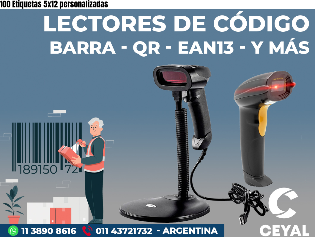 100 Etiquetas 5x12 personalizadas