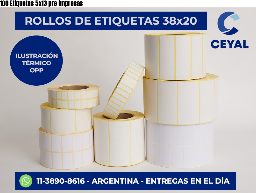100 Etiquetas 5×13 pre impresas
