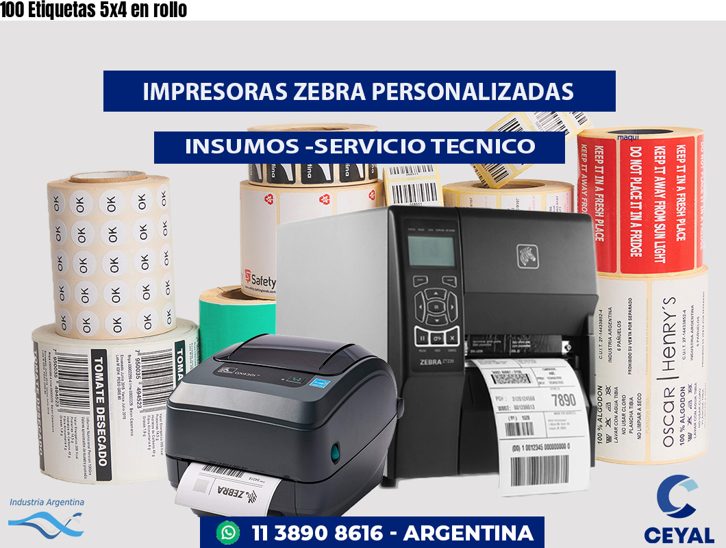 100 Etiquetas 5x4 en rollo