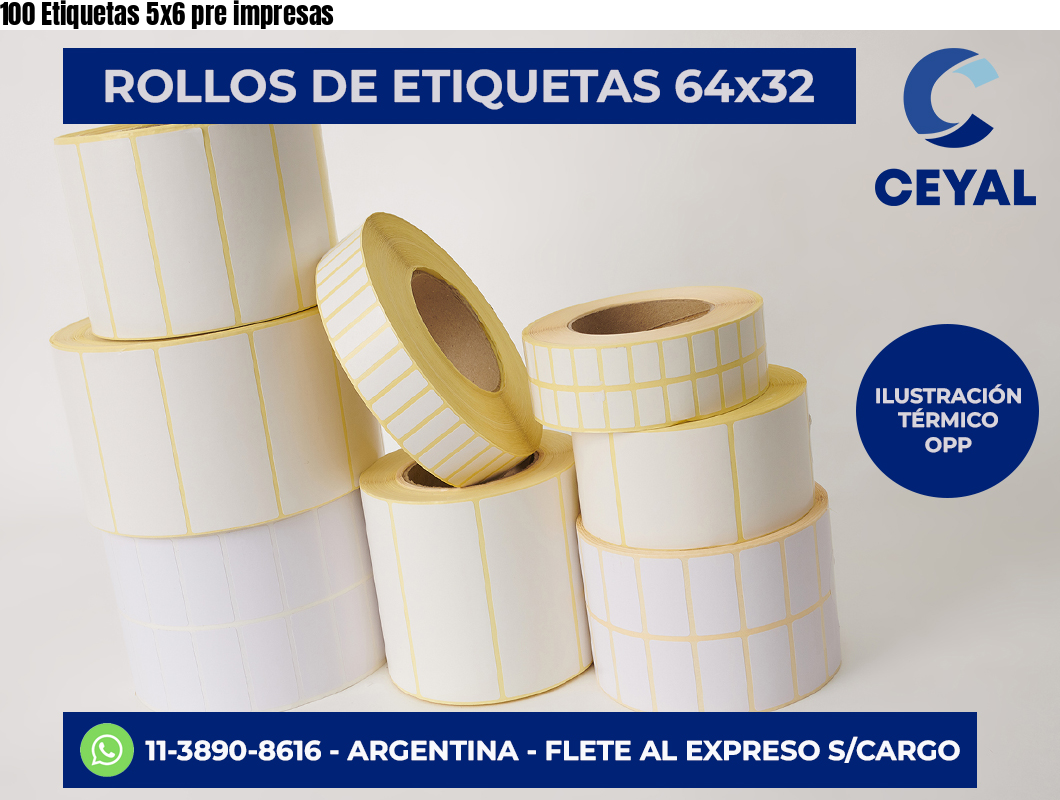 100 Etiquetas 5×6 pre impresas