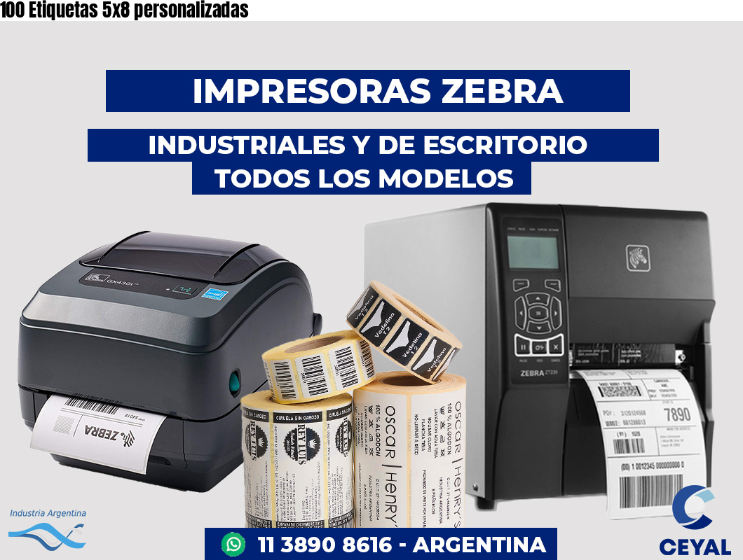 100 Etiquetas 5x8 personalizadas