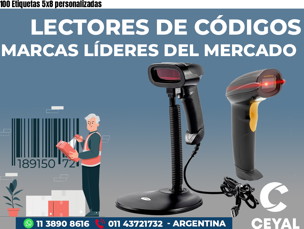 100 Etiquetas 5x8 personalizadas