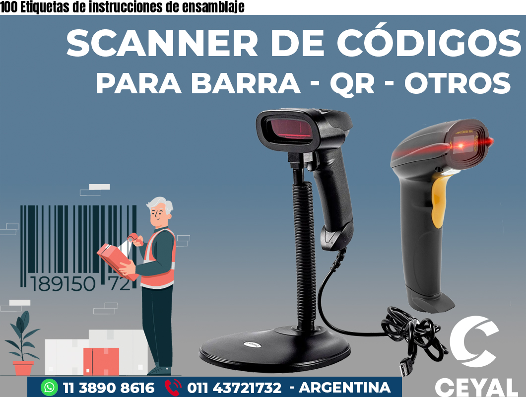 100 Etiquetas de instrucciones de ensamblaje