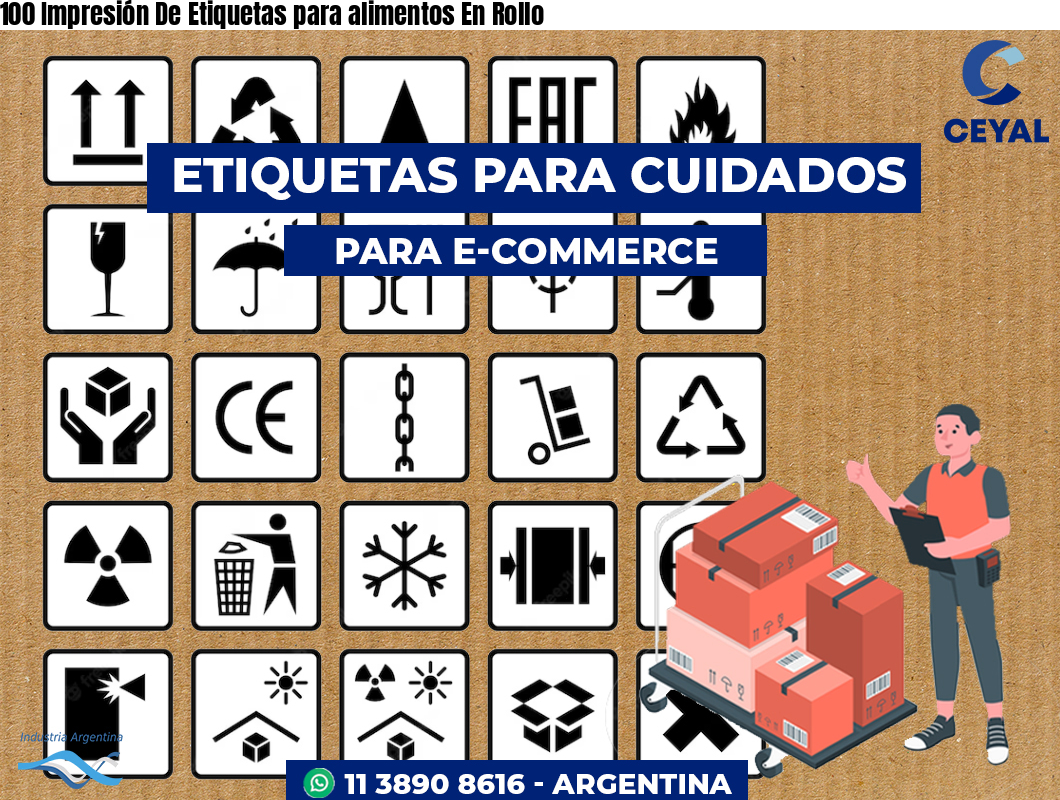 100 Impresión De Etiquetas para alimentos En Rollo