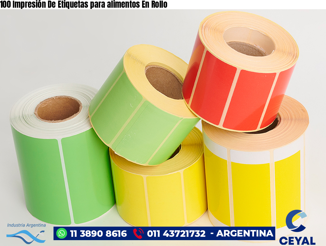 100 Impresión De Etiquetas para alimentos En Rollo