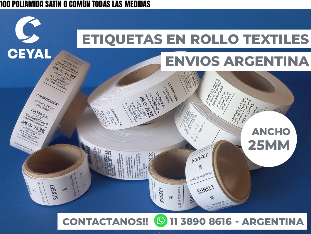 100 POLIAMIDA SATÍN O COMÚN TODAS LAS MEDIDAS