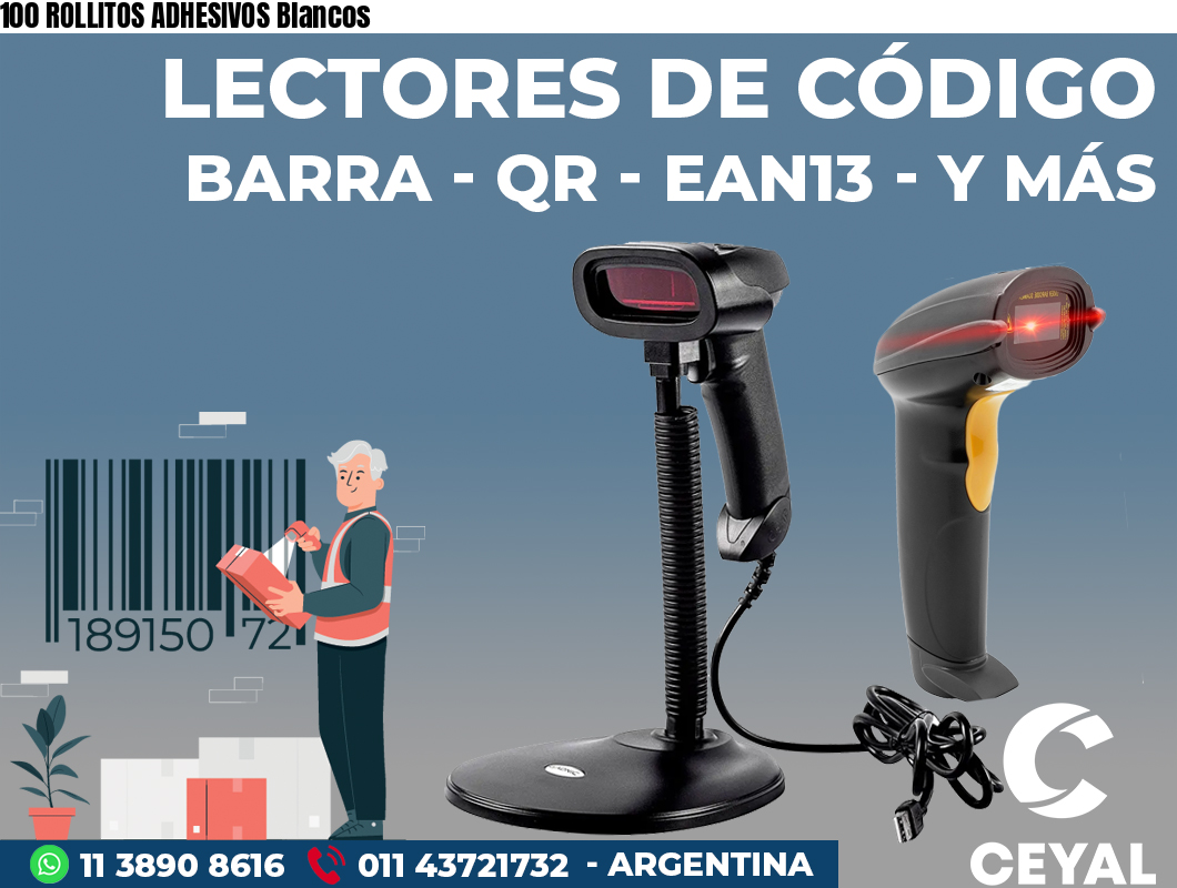 100 ROLLITOS ADHESIVOS Blancos