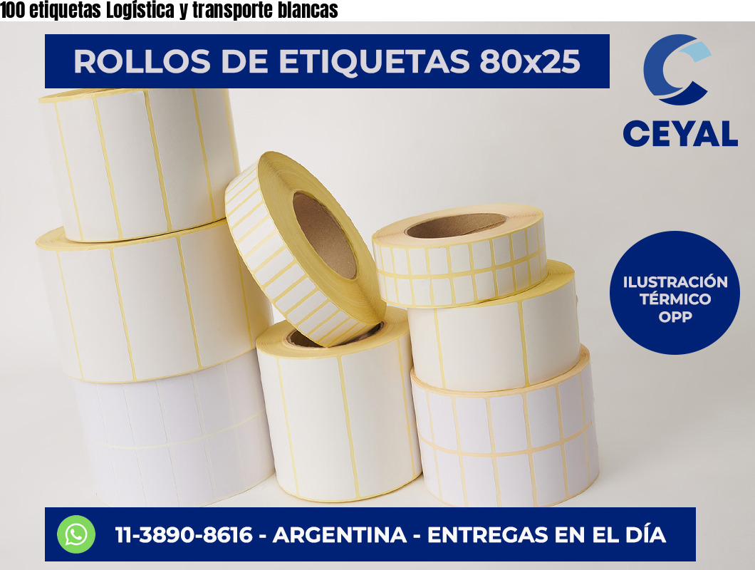 100 etiquetas Logística y transporte blancas