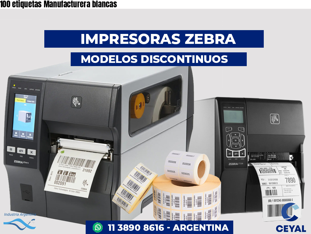 100 etiquetas Manufacturera blancas