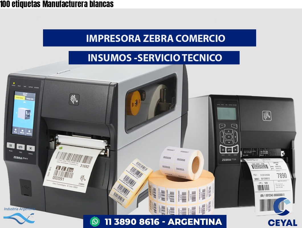 100 etiquetas Manufacturera blancas