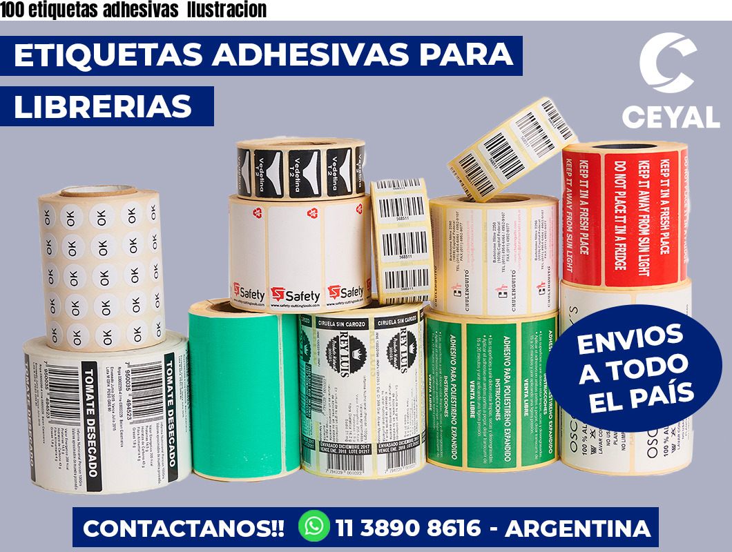 100 etiquetas adhesivas  Ilustracion