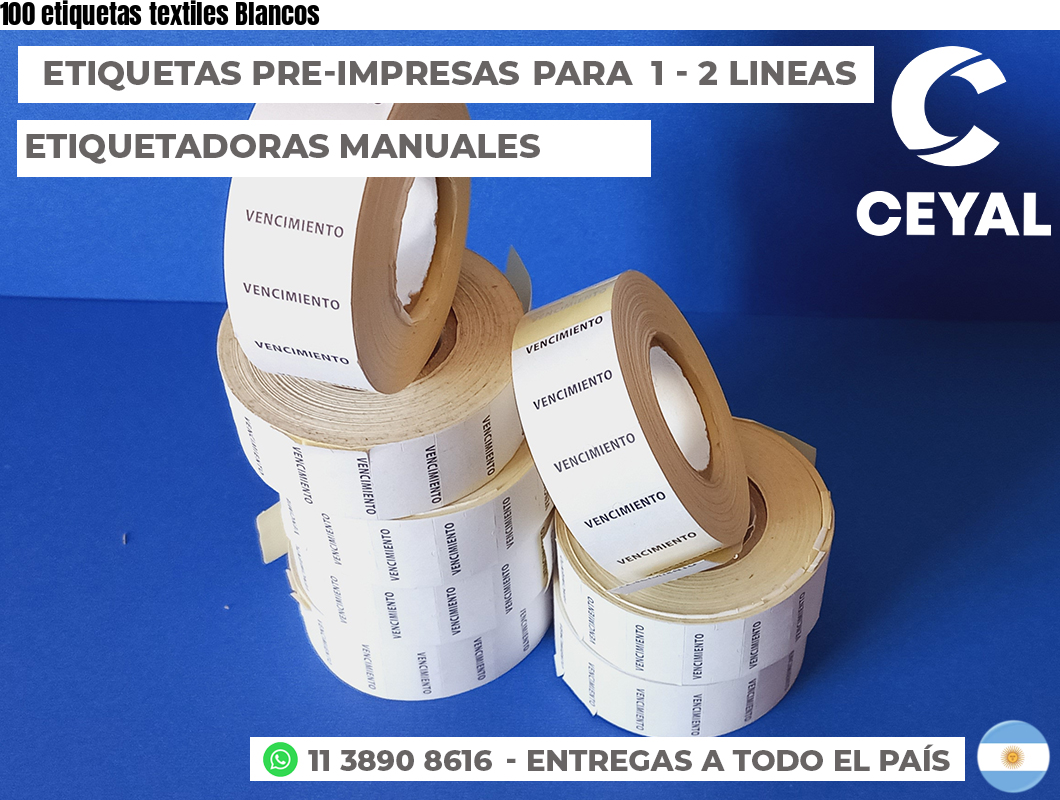 100 etiquetas textiles Blancos