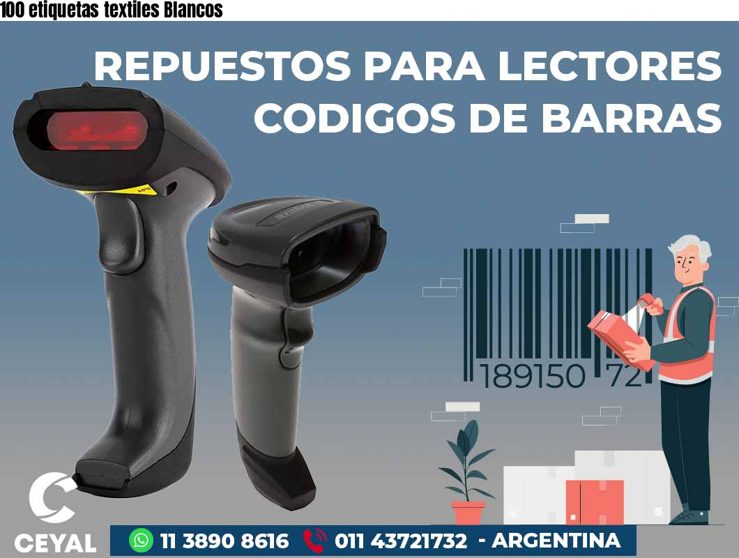 100 etiquetas textiles Blancos