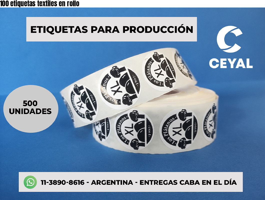 100 etiquetas textiles en rollo