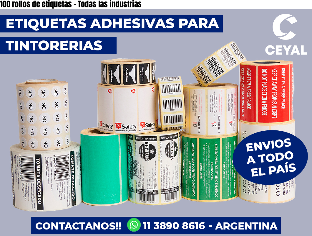100 rollos de etiquetas - Todas las industrias