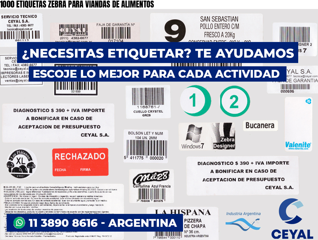 1000 ETIQUETAS ZEBRA PARA VIANDAS DE ALIMENTOS