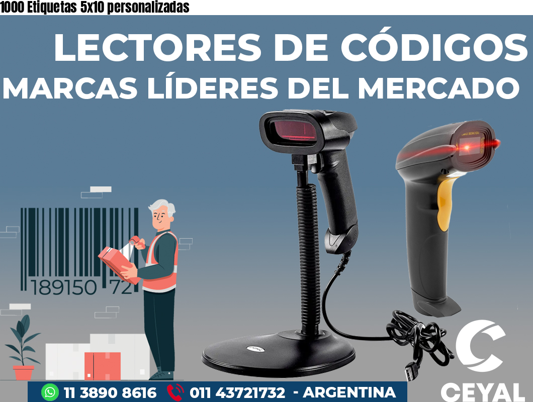 1000 Etiquetas 5x10 personalizadas