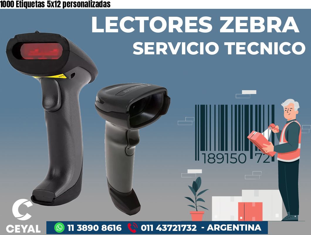 1000 Etiquetas 5x12 personalizadas