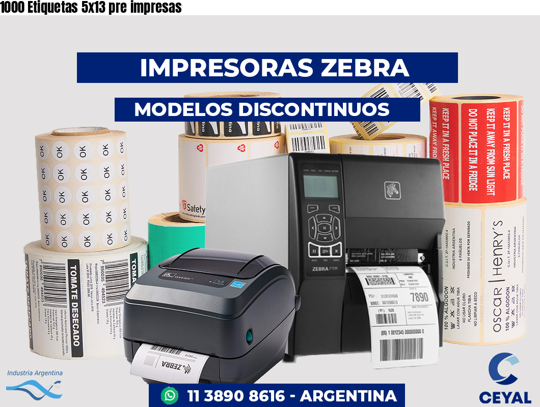 1000 Etiquetas 5x13 pre impresas