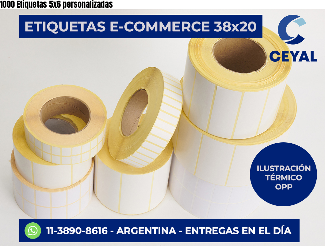 1000 Etiquetas 5×6 personalizadas