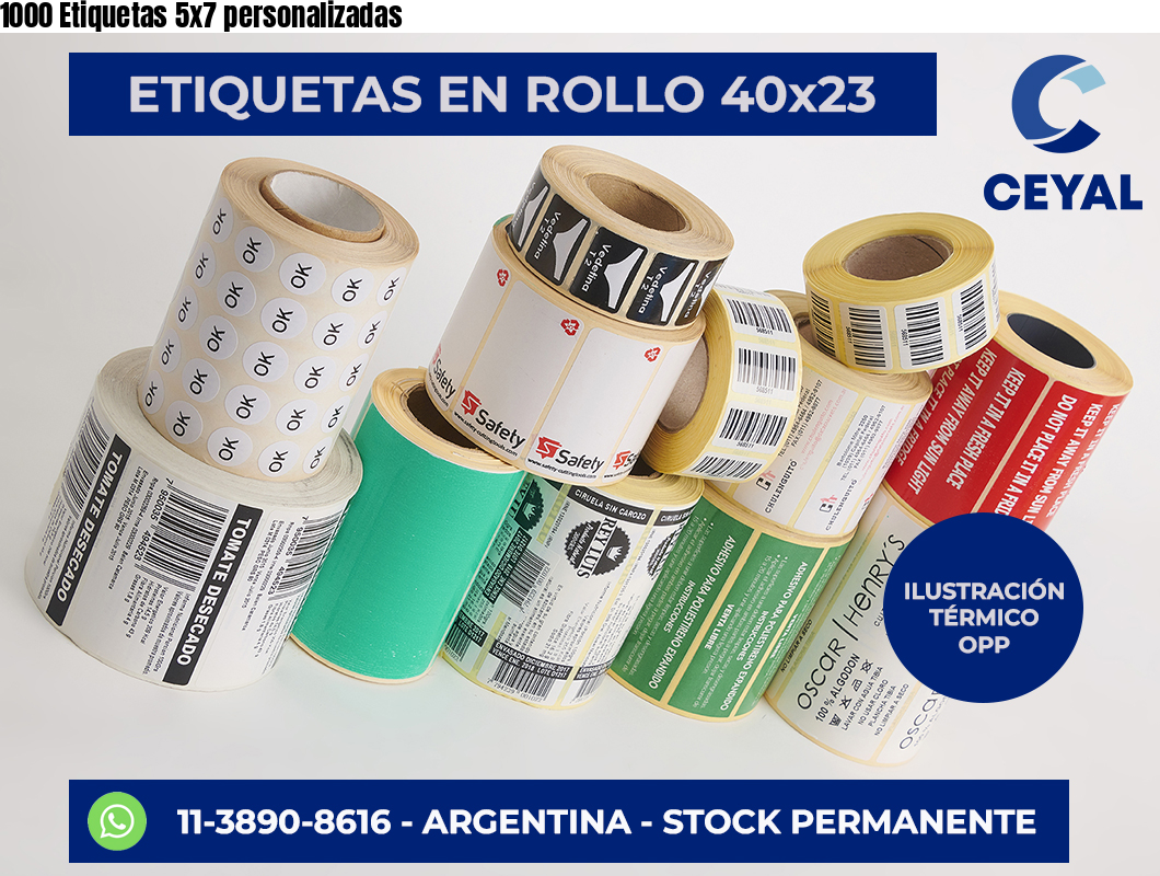 1000 Etiquetas 5×7 personalizadas