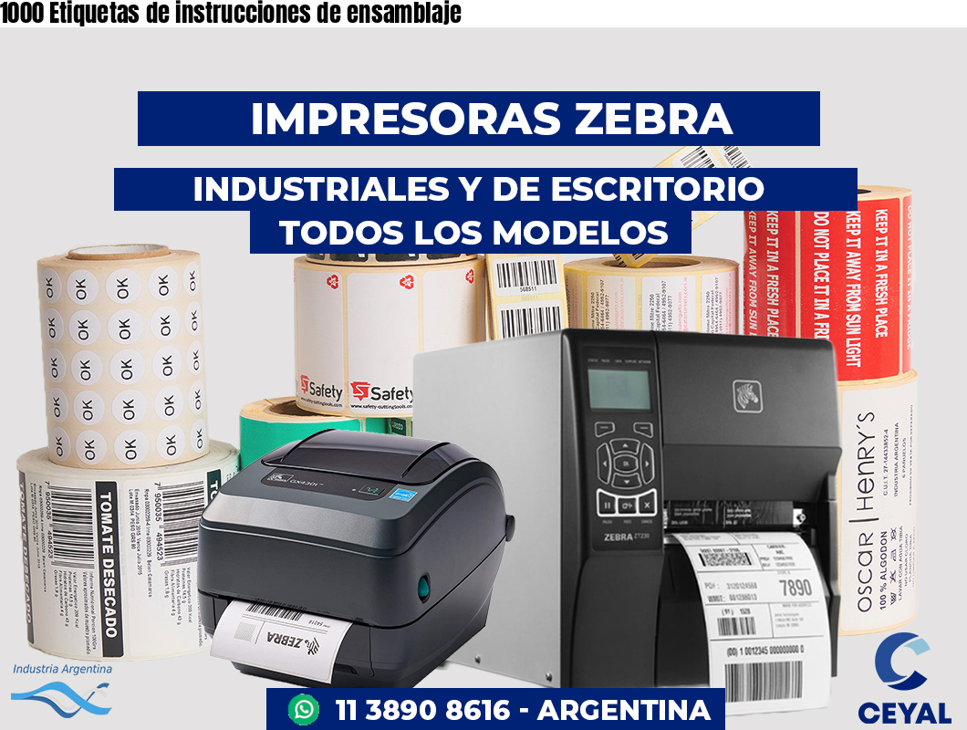 1000 Etiquetas de instrucciones de ensamblaje