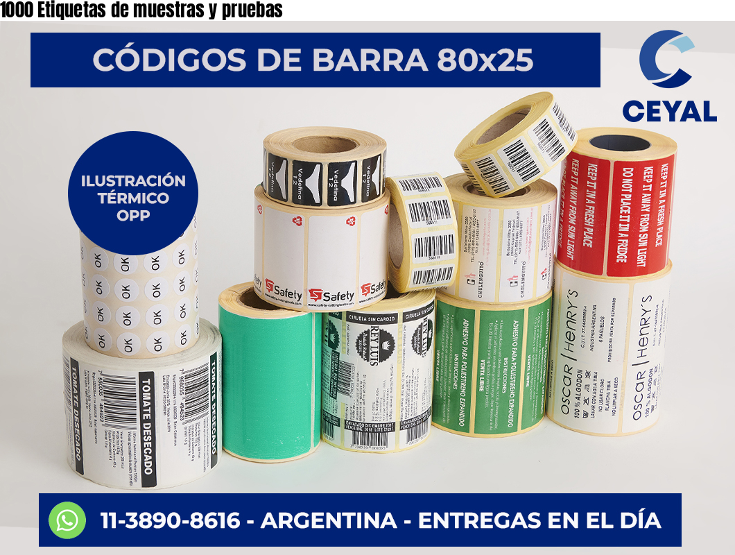 1000 Etiquetas de muestras y pruebas