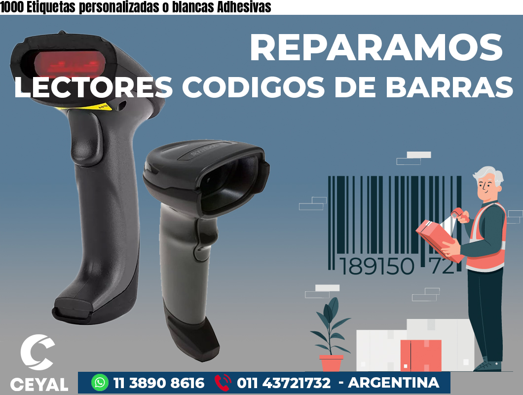 1000 Etiquetas personalizadas o blancas Adhesivas